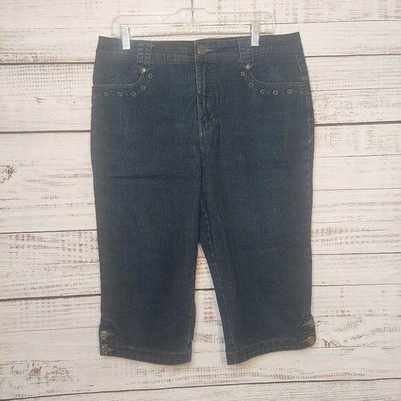 Pennars size 14 Womans Dark Wash Blue Jean Capris - Picture 1 of 13